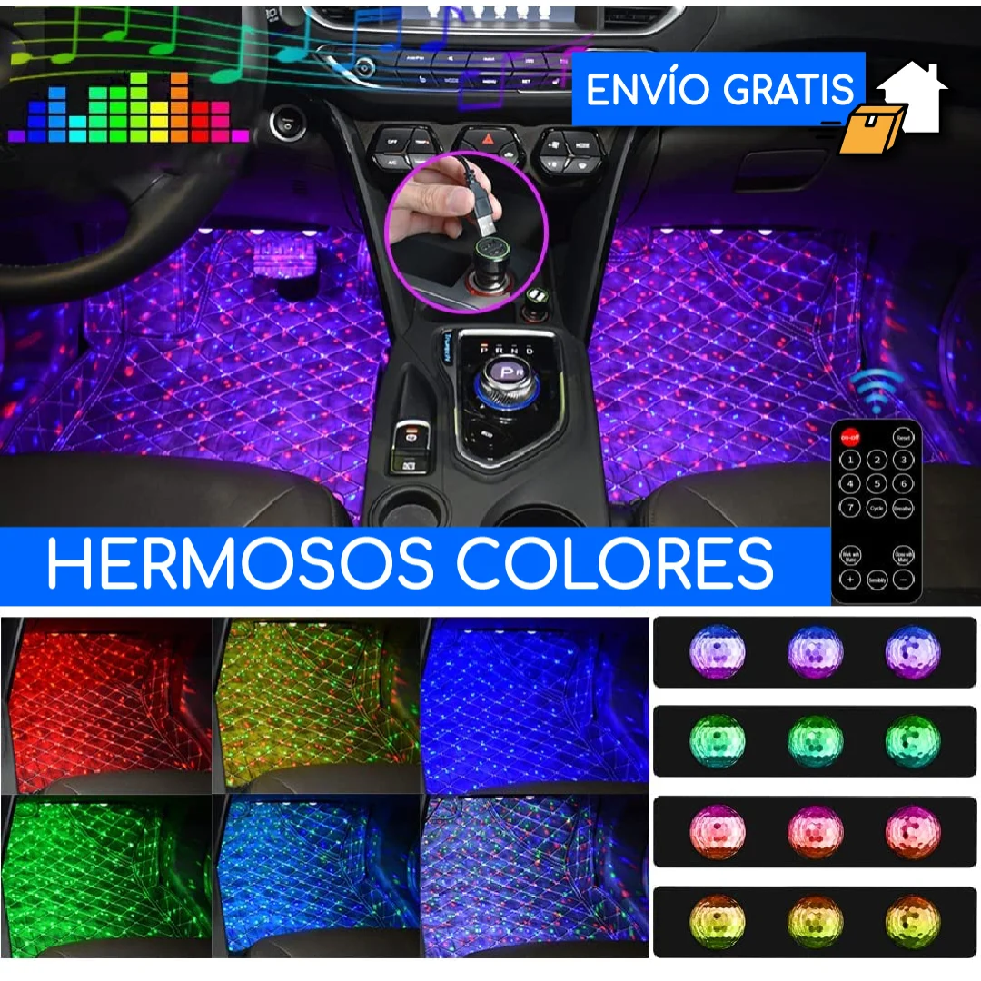 SET DE LUCES LED PREMIUM PARA INTERIOR DE AUTO | ORIGINALES | ENVÍO GRATIS